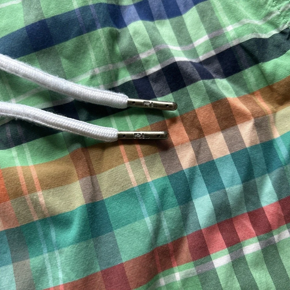 Polo Ralph Lauren Men's Size 35 Multicolored Plaid Unlined Swim Trunks 7